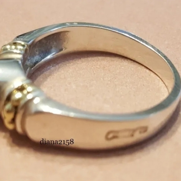 *SOLD* LAGOS Vintage Sterling Silver & 18K Yellow Gold Caviar Ring Size 7 - Picture 4 of 7